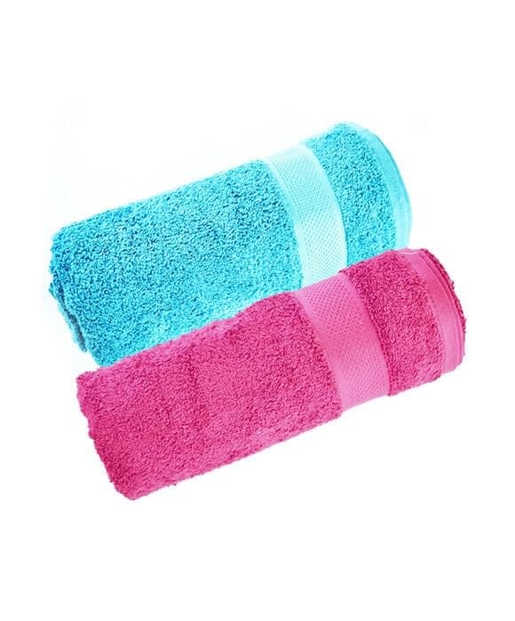 Super Soft Full Size Towels, Set of 2, Aqua and Pink