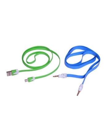 AARONLEXONLINE Aux and Data Cable Combo, Green and Blue