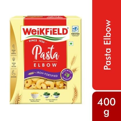 Weikfield Elbow Pasta, Made With Durum Wheat Semolina, Iron Fortified, With Micro Nutrients, 400 G Pouch