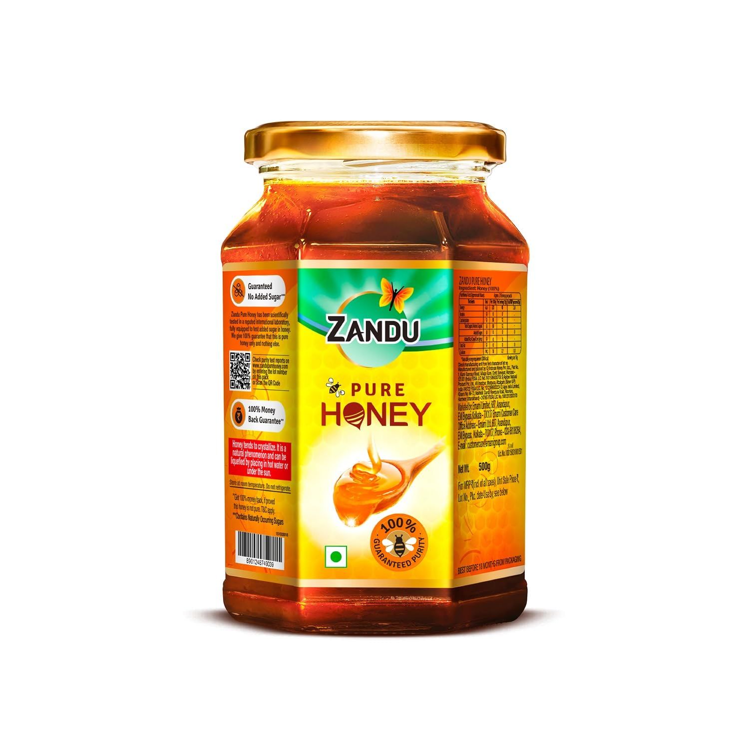 Zandu Pure Honey, 100% Purity, No Added Sugar, 500G