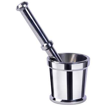 Petals Steel Heavy Mortar & Pestle Set/Khalbatta/Khaldasta/Okli, 16 Cm, 1 Pc