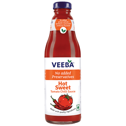 Veeba Hot Sweet Tomato Chilli Sauce, No Added Preservatives, 500 G Glass Jar