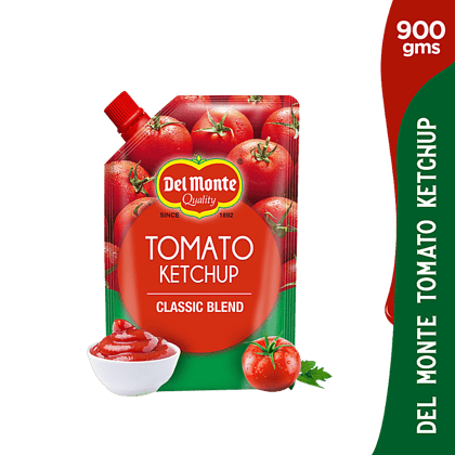 Del Monte Tomato Ketchup, Classic Blend, Rich & Thick Condiment, 900 G Spout Pouch