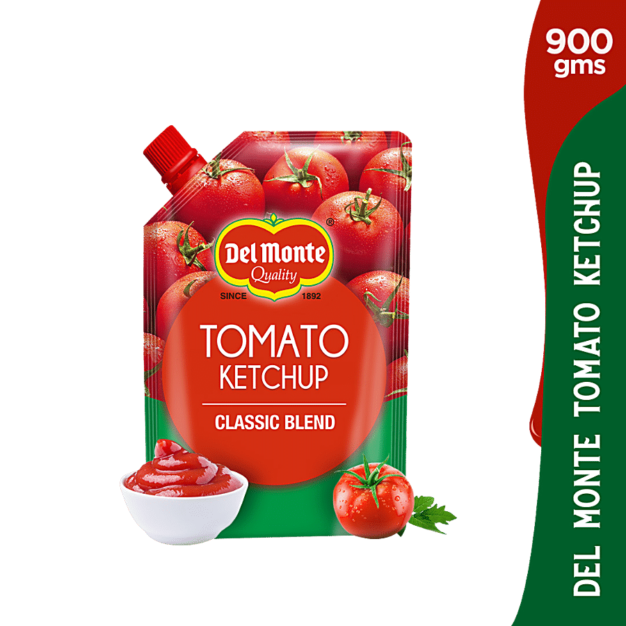 Del Monte Tomato Ketchup, Classic Blend, Rich & Thick Condiment, 900 G Spout Pouch