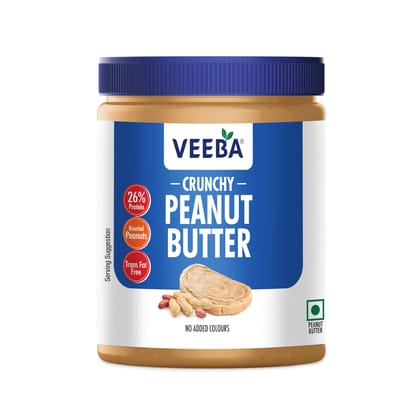 Veeba Crunchy Peanut Butter, High Protein, Naturally Gluten Free, Vegan, Trans Fat Free, No Added Preservatives, No Added Colour & Flavour, Non Gmo, 925G