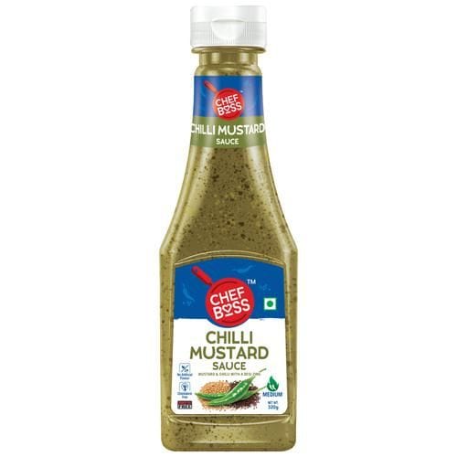 Chefboss Chilli Mustard Sauce, A Desi Zing, Medium Spicy, 320 G