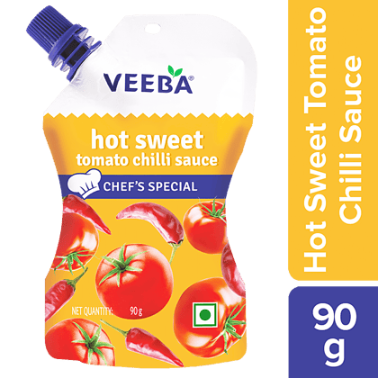 Veeba Hot Sweet Tomato Chilli Sauce, No Added Preservatives, 90 G Pouch
