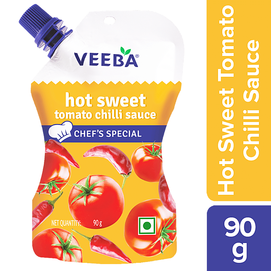 Veeba Hot Sweet Tomato Chilli Sauce, No Added Preservatives, 90 G Pouch