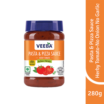 Veeba Pasta & Pizza Sauce, No Onion & No Garlic, 280 G Pet Jar