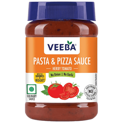 Veeba Pasta & Pizza Sauce, No Onion & No Garlic, 280 G Pet Jar