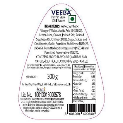 Veeba Peri Peri Sauce, 300 G