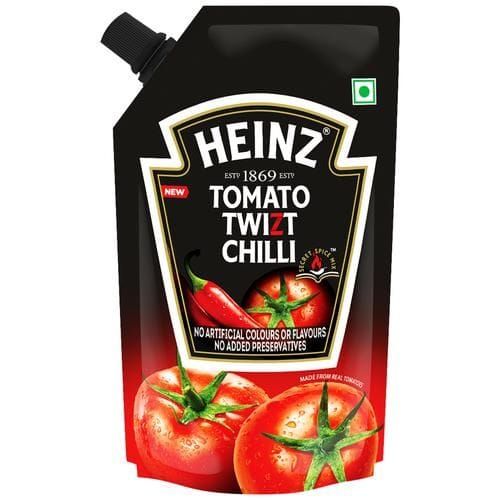 Heinz Tomato Twizt Chili Sauce, Secret Spice Mix, Thick, No Preservatives & Artificial Colours, 200 G Pouch