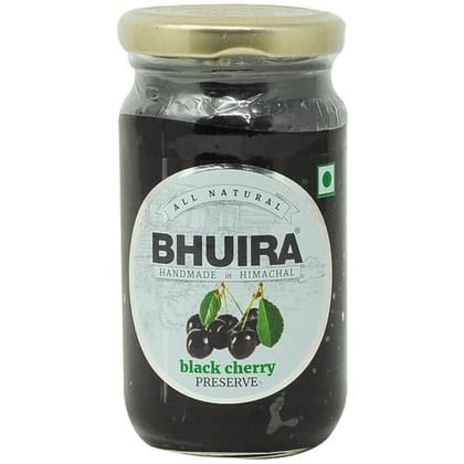 Bhuira Black Cherry Preserve, Organically Grown, No Preservatives, 240 G Glass Bottle