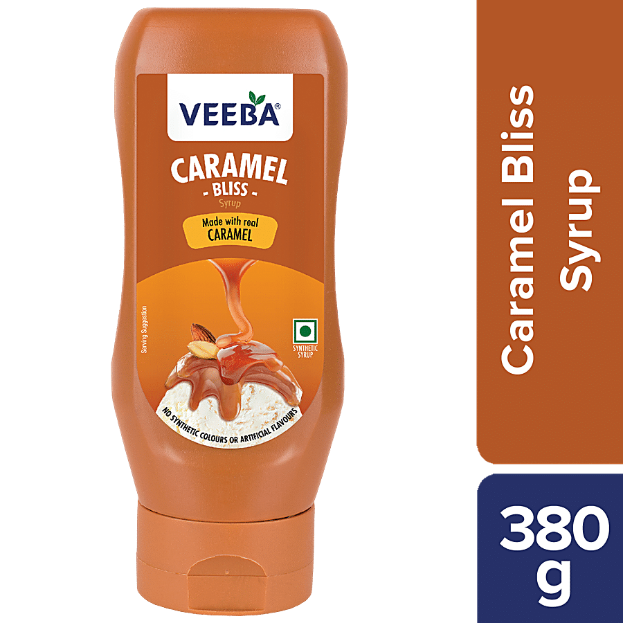 Veeba Caramel Bliss Syrup, No Synthetic Colours & Artificial Flavours, 380 G