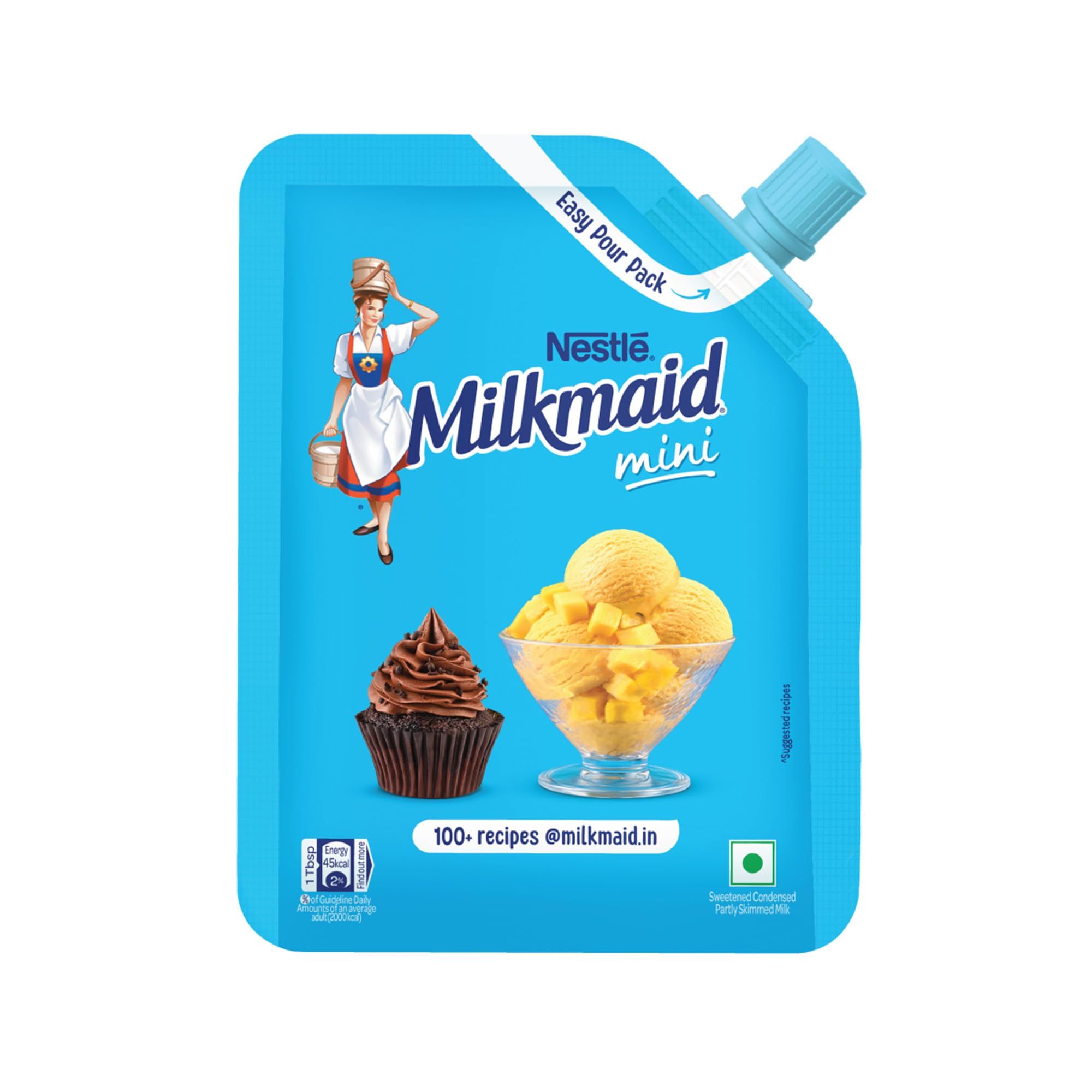 Nestle Milkmaid Mini, Sweetened Condensed Milk With No Artificial Preservatives, Easy Pour Pack, 210G