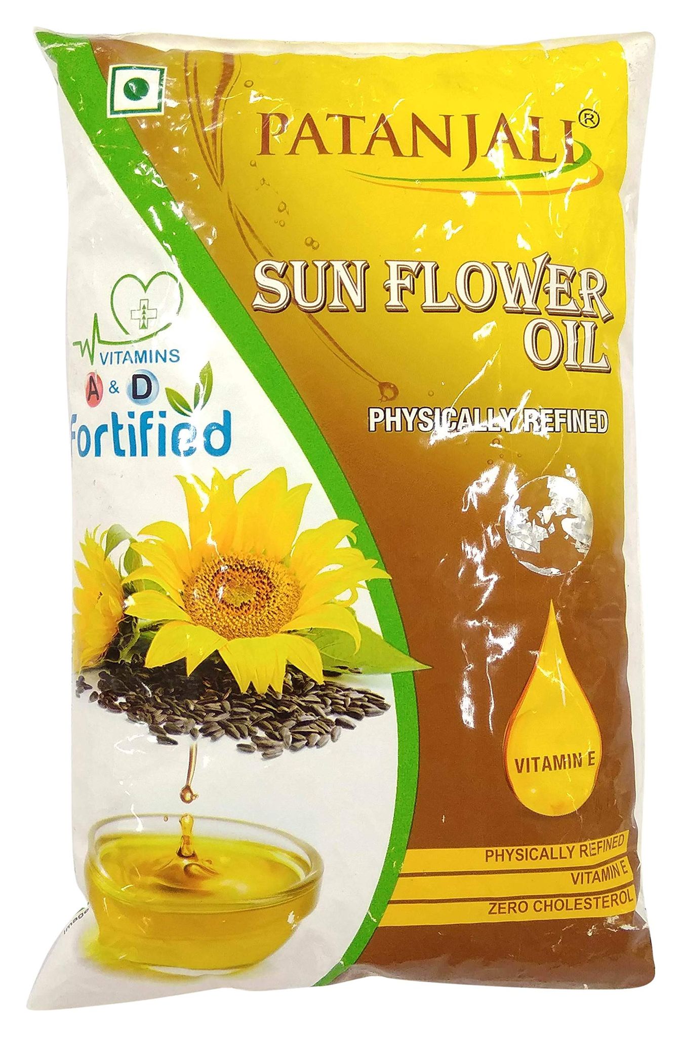 Patanjali Refined Cooking Oil, Sunflower, 1L Pouch