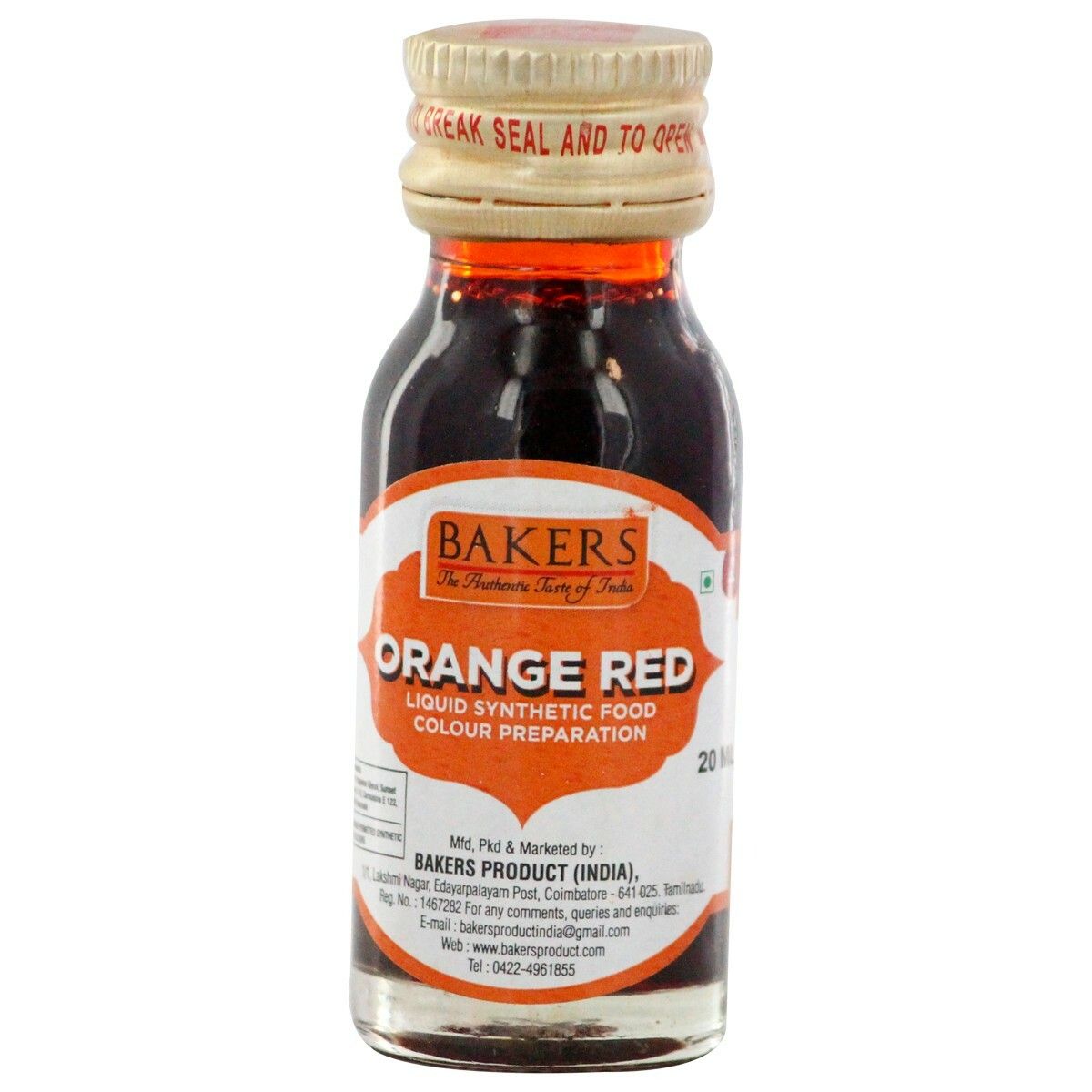 Bakers Orange Red Liquid Colour 20Ml