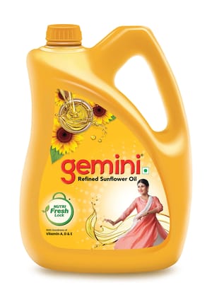 Gemini Oil Aripl Refined Sunflower Oil Jar, 5L (West)