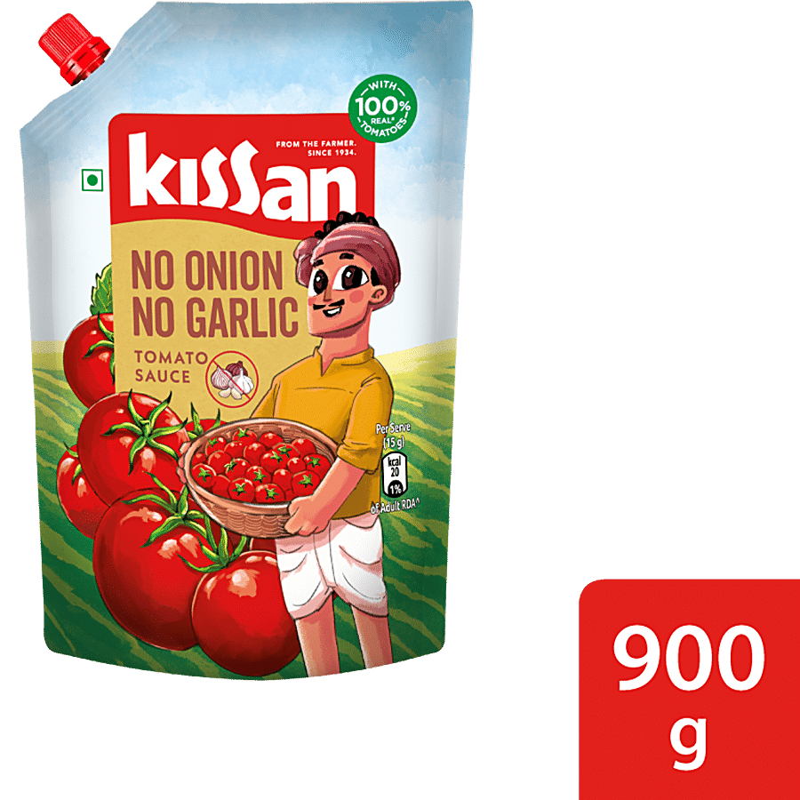 Kissan No, Onion No, Garlic Tomato Sauce, 900 G Doy Pack