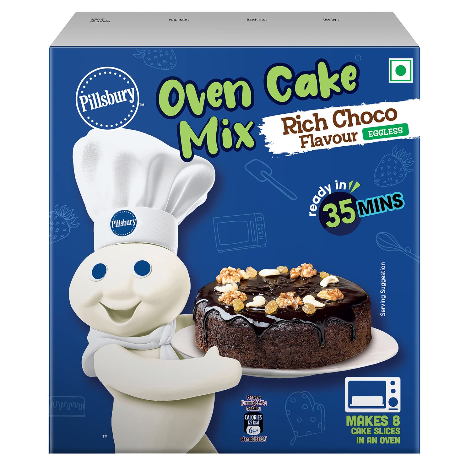 Pillsbury Oven Cake Mix, Rich Choco (Egg Free) Bag, 270 G