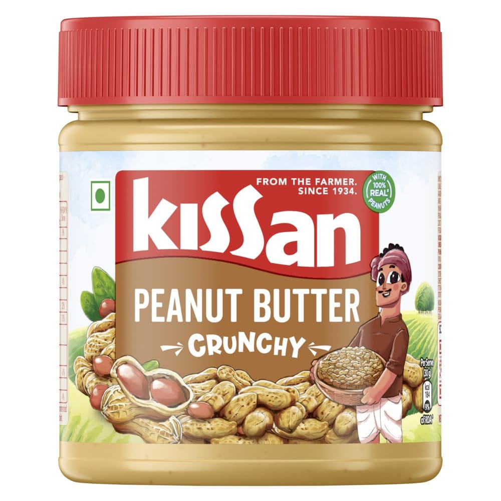 Kissan Crunchy Peanut Butter, High Protein, With Perfectly Real Peanuts, Naturally Gluten Free, 350 G