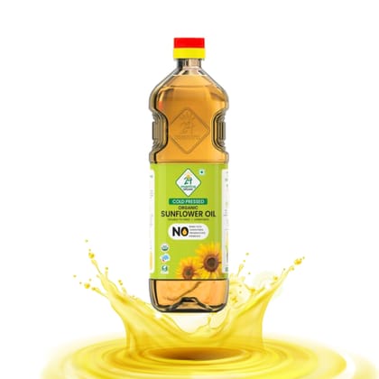 24 Mantra Organic Coldpressed Sunflower Oil, 1L, Pack Of 1, 100% Organic, Chemical Free & Pesticides Free