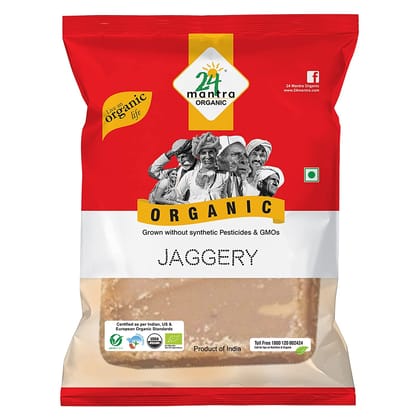24 Mantra Organic Jaggery Block/Gur/Shakkar, 450 G