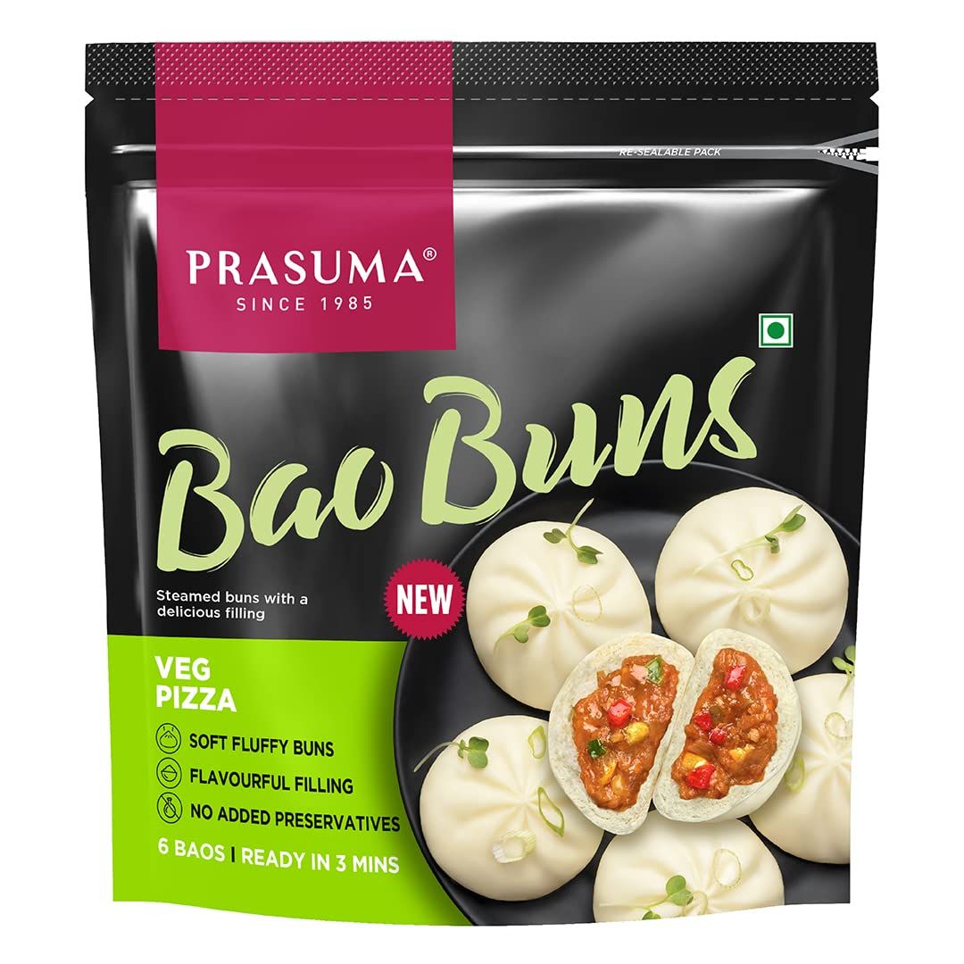 Prasuma Veg Pizza Bao, 300 G, 6 Pieces