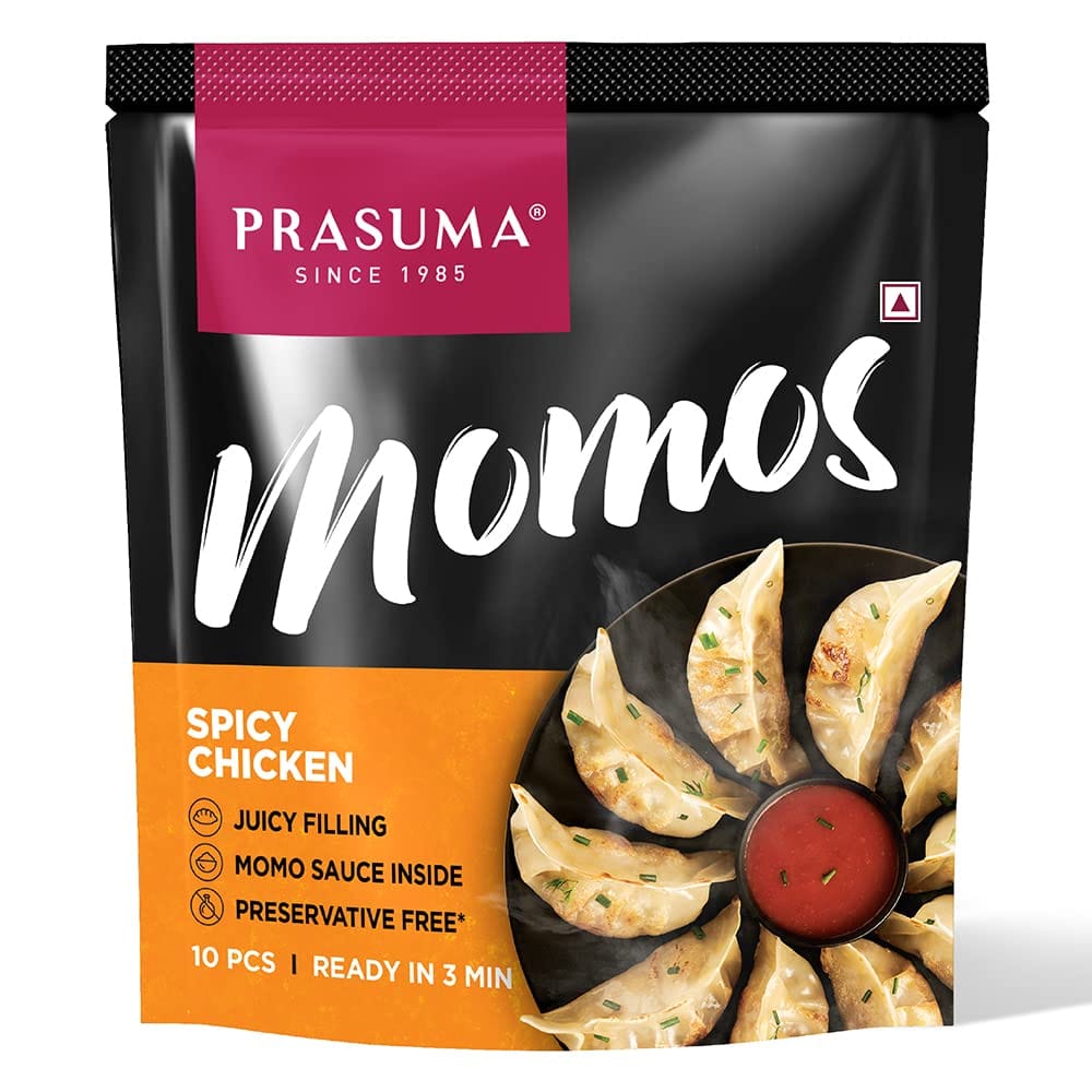 Prasuma Momos Spicy Chicken, 10 Pieces, Frozen