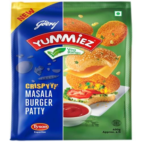 Godrej Yummiez Yummiez Crispy Masala Burger Patty, 400 G Pouch Pack