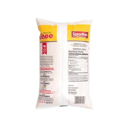 Gowardhan Ghee, 1Ltr Poly Pack