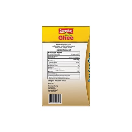 Gowardhan Ghee, 500Ml Rt Pack