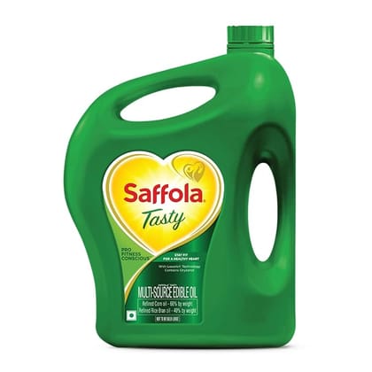 Saffola Tasty Refined Oil, Blend Of Corn Oil & Rice Bran Oil, 5L