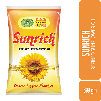 Sunrich Refined Sunflower Oil, 899 G Pouch
