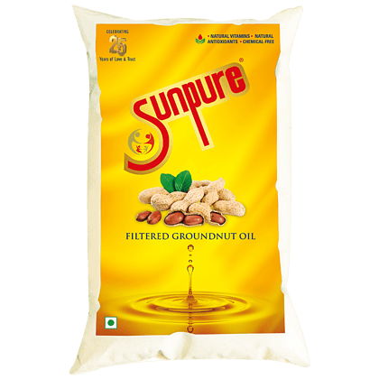 Sunpure Groundnut Oil, Filtered, Rich In Antioxidants & Vitamins, Chemical Free, 1 L