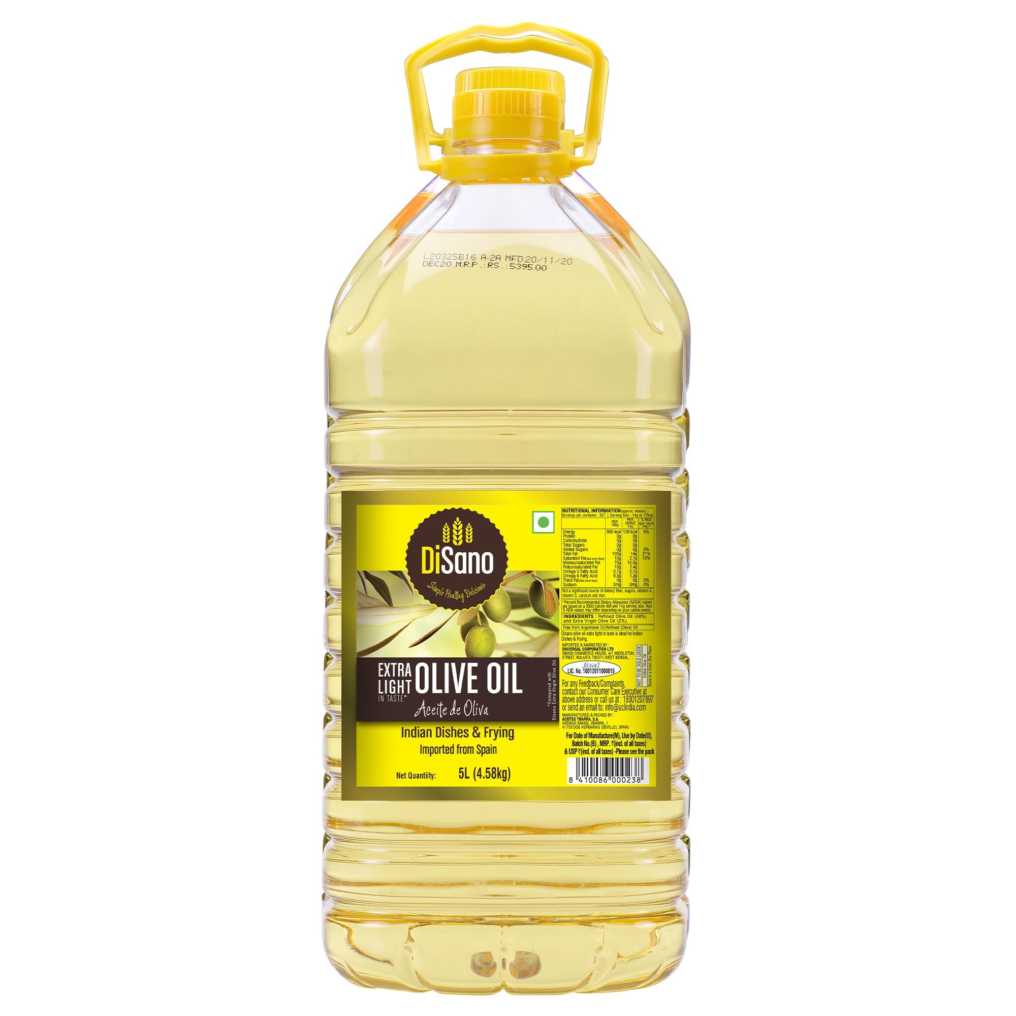 Disano Extra Light Olive Oil, 5L