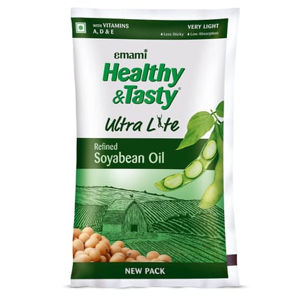 Emami Healthy & Tasty Ultra Lite Refined Soyabean Oil, 1L Pouch