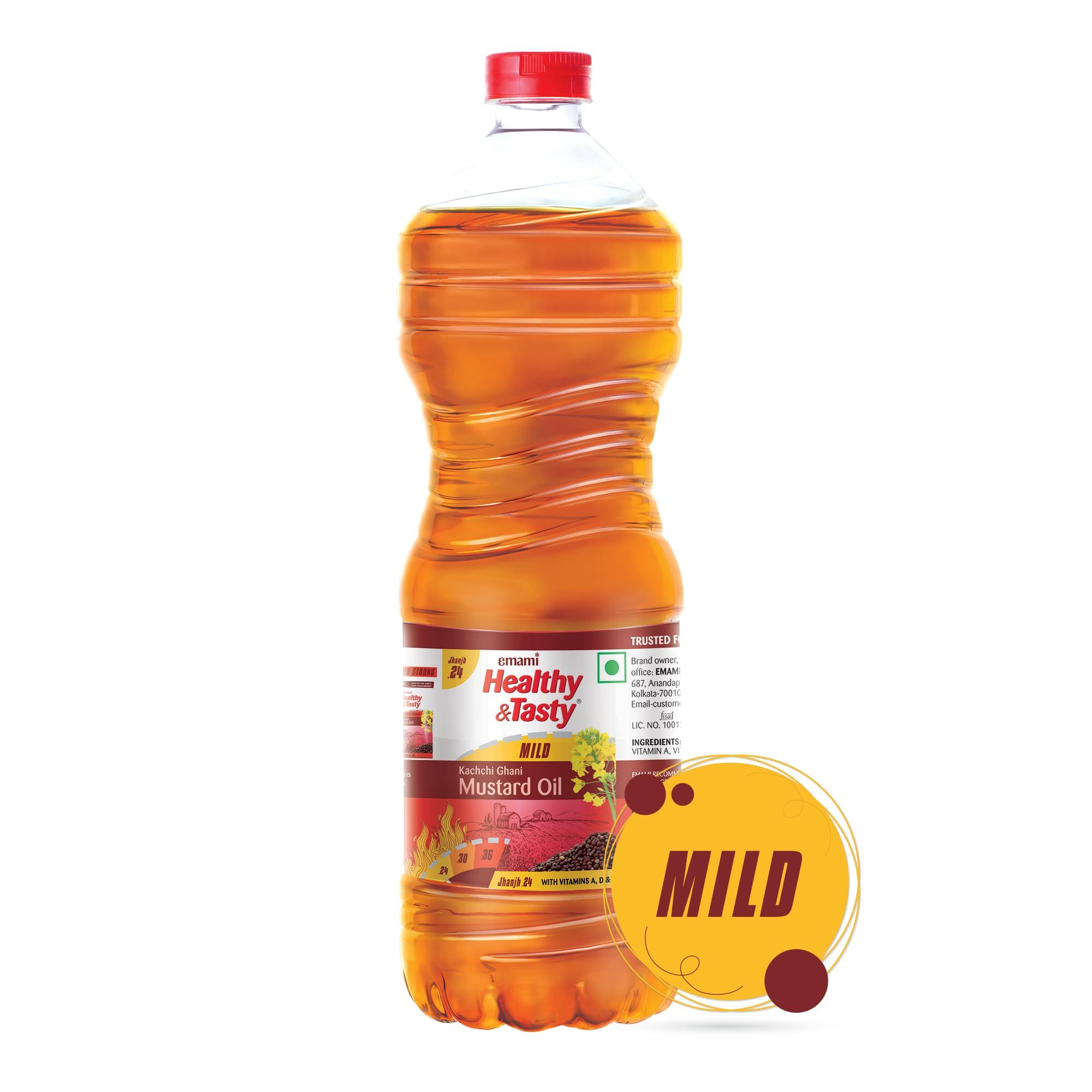Emami Healthy And Tasty Kachi Ghani Mustard Oil Pet Bottle, 900G/, 1L
