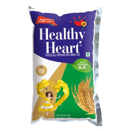 Healthy Heart Physically Refined Rice Bran Oil, With Oryzanol, 1 L Pouch
