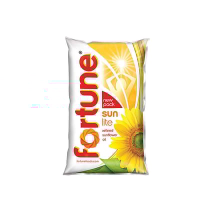 Fortune Sun Lite, Sunflower Refined Oil, 1 L Pouch