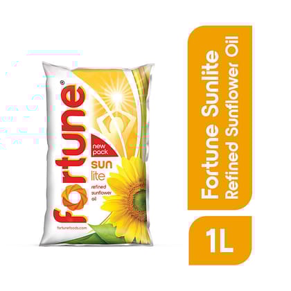 Fortune Sun Lite, Sunflower Refined Oil, 1 L Pouch