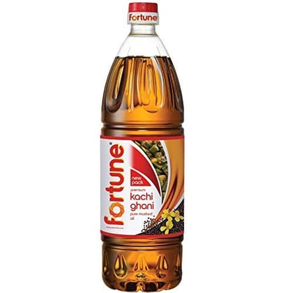 Fortune Premium Kachi Ghani Pure Mustard Oil, 1Litre Pet Bottle