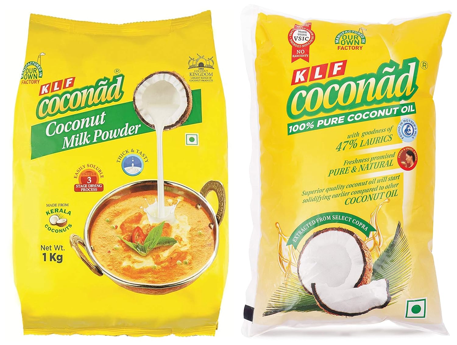 Klf Coconad 1 Kg Coconut Milk Powder, Klf Coconad 1 Liter Pure Coconut Oil