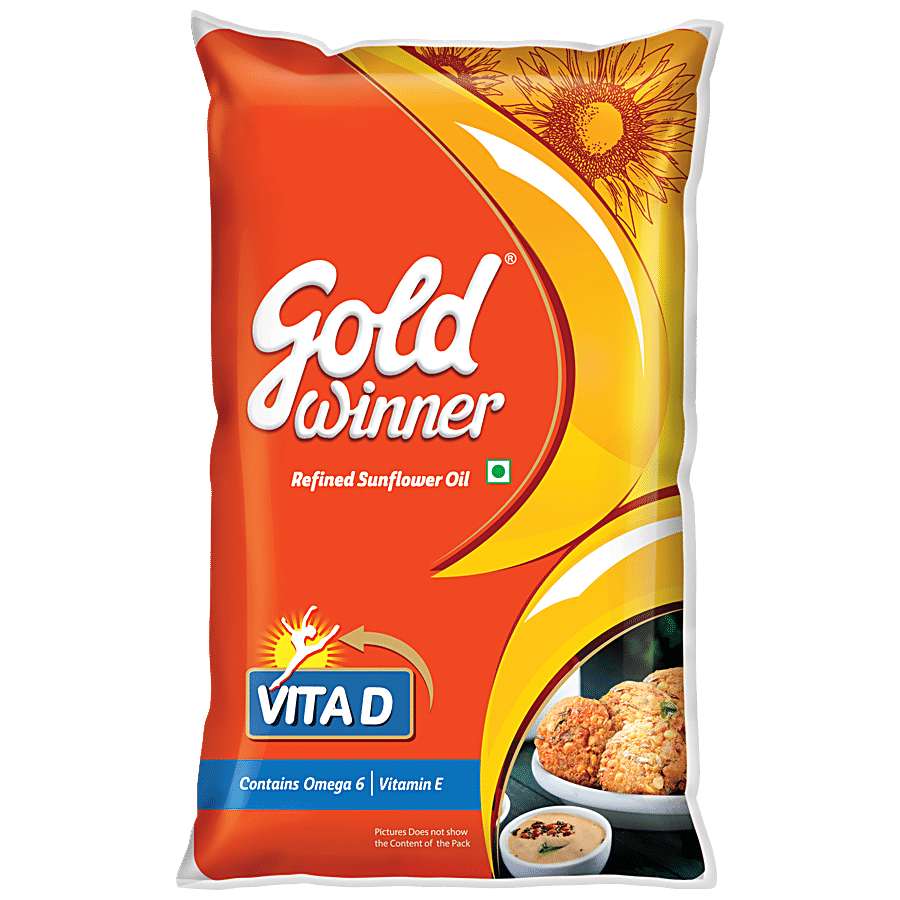 Gold Winner Refined, Sunflower Oil, 1 L Pouch