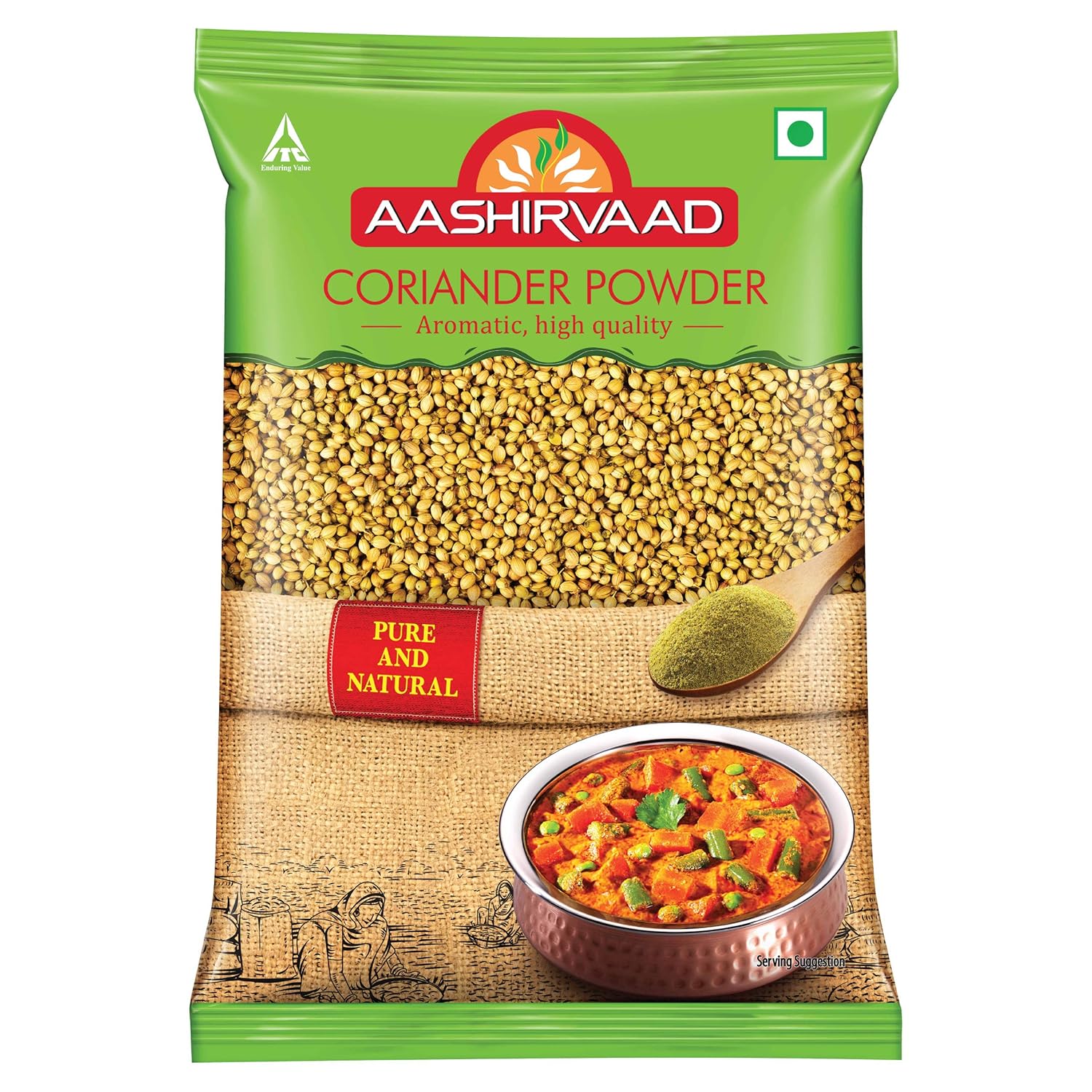 Aashirvaad Coriander Powder, Perfectly Balanced Coriander Powder With No Added Flavours And Colours, 200G Pack