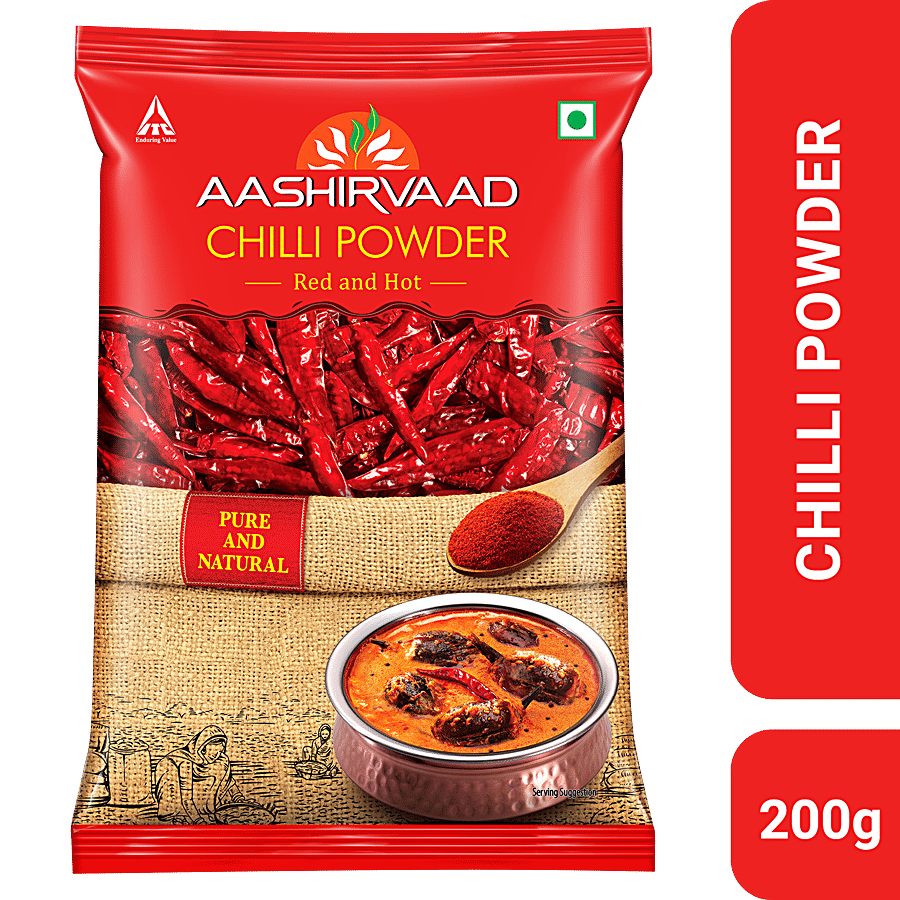 Aashirvaad Chilli Powder, Red Hot Chilli Powder With No Added Flavours And Colours, 200G Pack