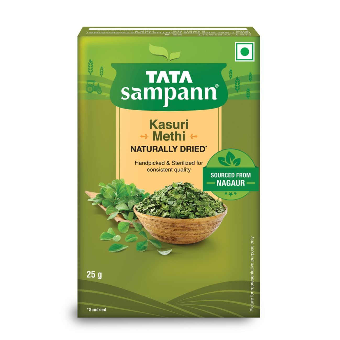 Tata Sampann Kasuri Methi With Natural Oils, 25G, Naturally Dried, Handpicked & Sterilized