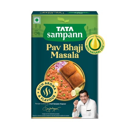 Tata Sampann Pav Bhaji Masala With Natural Oils, 100G, Crafted By Chef Sanjeev Kapoor, With Chefs Exclusive Tip, Rich Aroma & Flavour