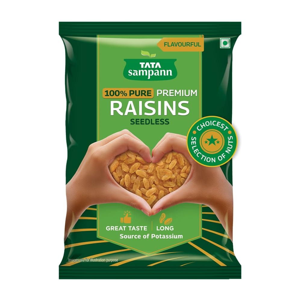 Tata Sampann Pure Raisins Seedless, Kishmish, 200G, Source Of Potassium, Premium Dry Fruits, Green Raisins