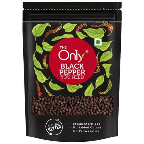 On1Y Whole Black Pepper, Steam Sterilized, No Added Colour & Preservative, 75 G